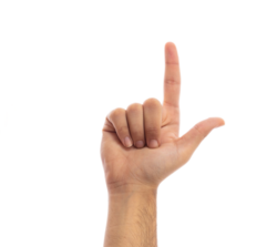 Hand zeigt Anzahl Finger: 2