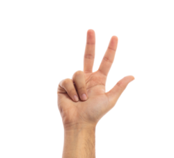 Hand zeigt Anzahl Finger: 3